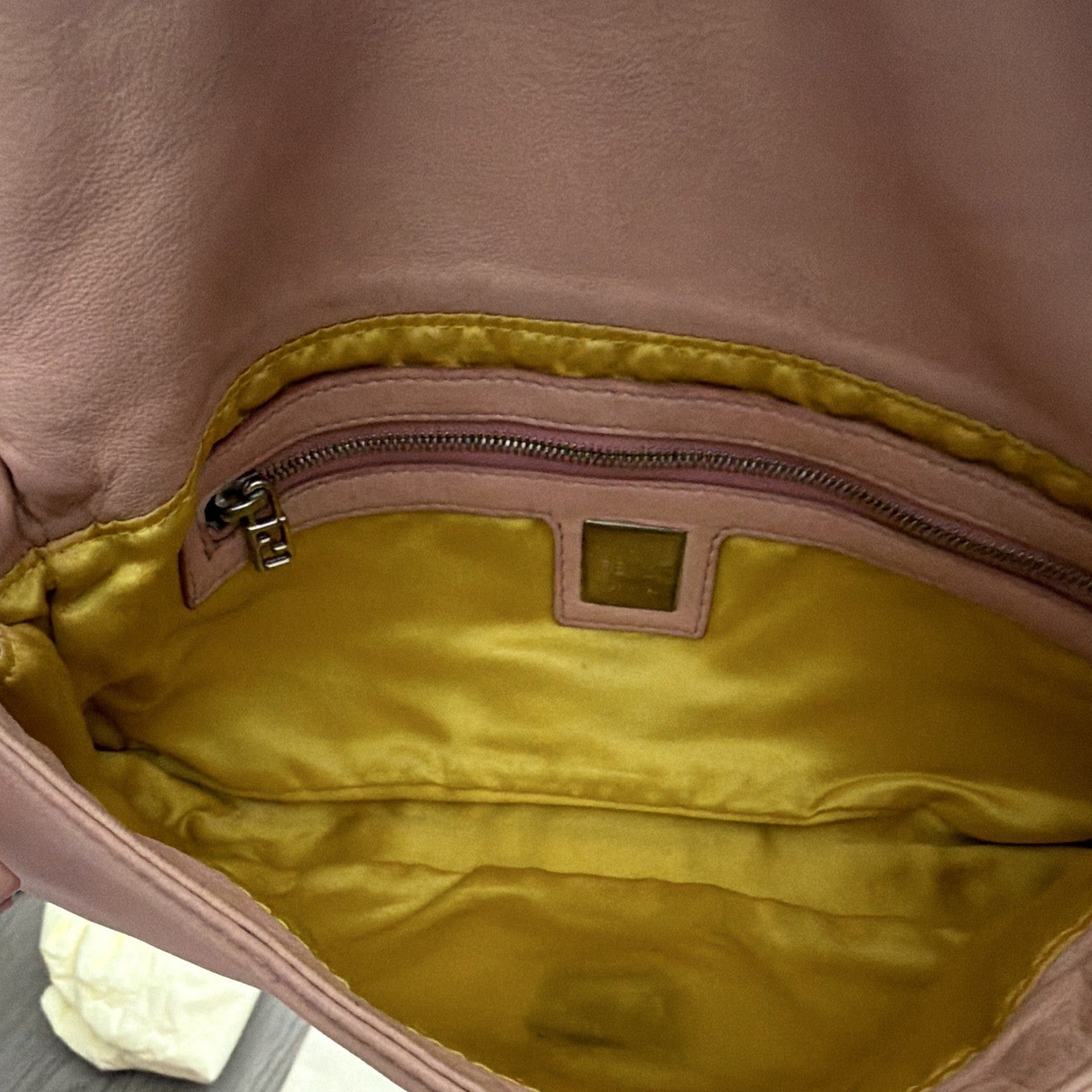 Fendi Pink Shoulder Bag Silver Logo Hardware Dust Bag