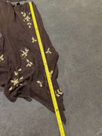 Vintage Y2K Woodland Fairy Brown Floral Silk Beaded Two Piece Skirt Set Asymmetric