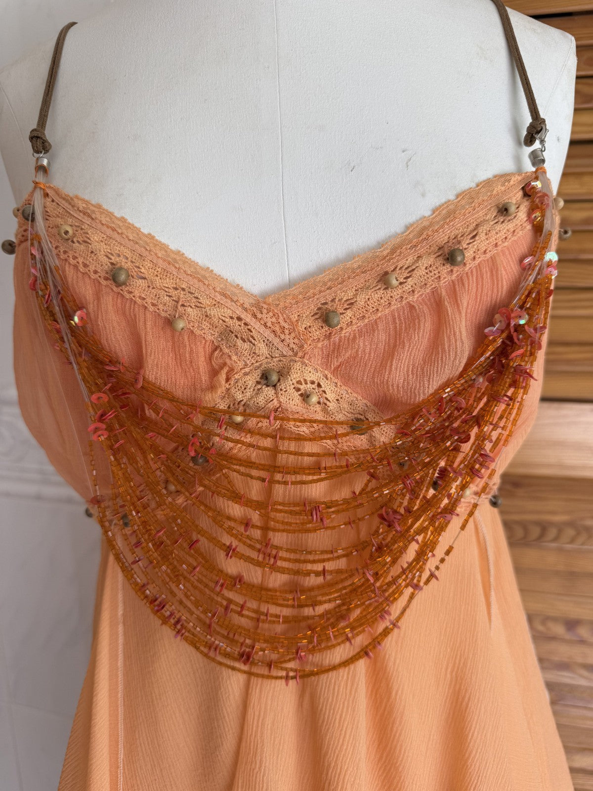 Lululemon Silk Orange Floral Beaded Cami and Skirt Set XS