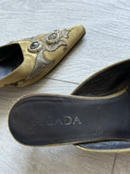 Vintage 90s Escada Women’s Brown Embroidered with Stones Made in Italy Size 37