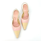 Vintage Chanel Pastel Pink Cap Toe Slingback Kitten Heel Pointed Toe Pumps 36