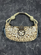 NEW Vintage Y2K Guess Leopard Pattern Denim Baguette Mini Handle Bag Women's