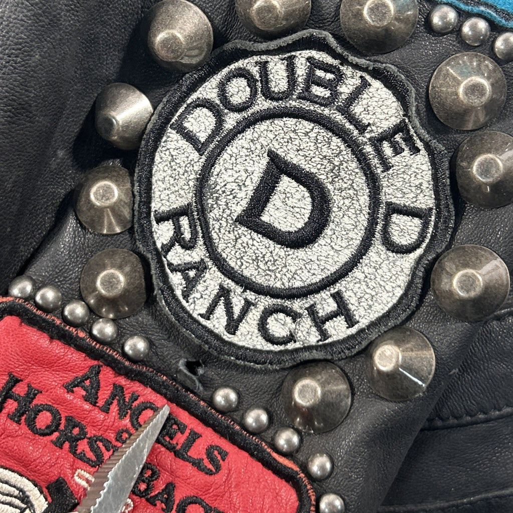 Double D Ranch Angels on Horseback Biker Jacket Black Leather Medium