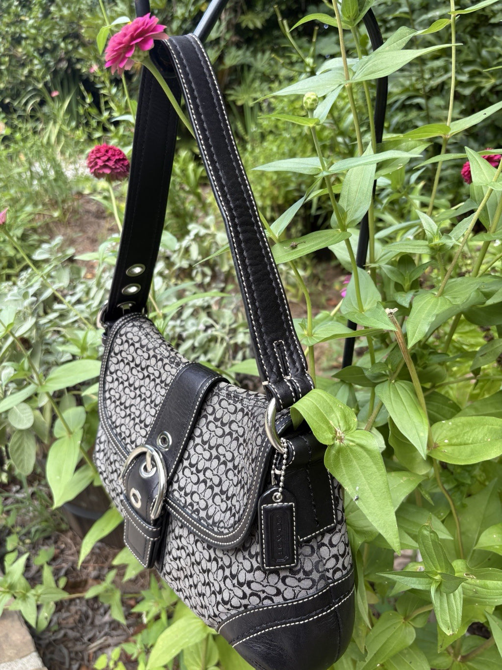 Coach Vintage Y2K Soho Black Signature Canvas Shoulder Bag