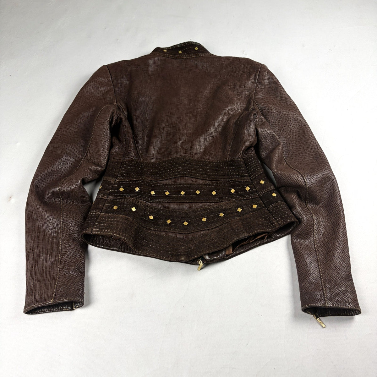 Riri Studded Leather Jacket Brown Small