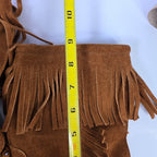 Minnetonka Woodstock Fringe Boots Women's Brown Suede Leather Beads Western - 8