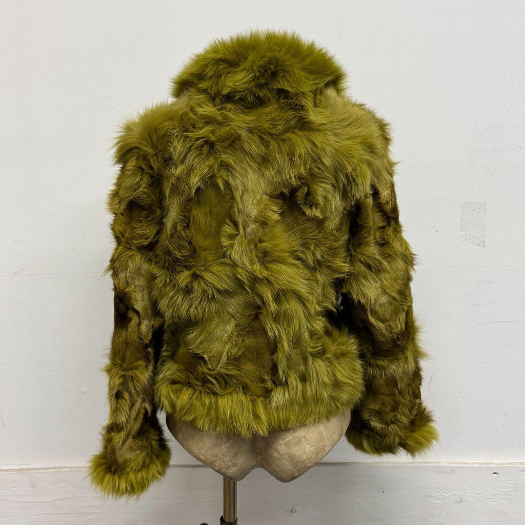 Vintage Y2K Green Chartreuse Fox Fur Jacket