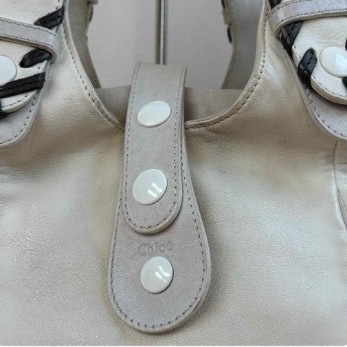 Chloe Silverado White Leather Bag Vintage Early 2000s Large Satchel Tote