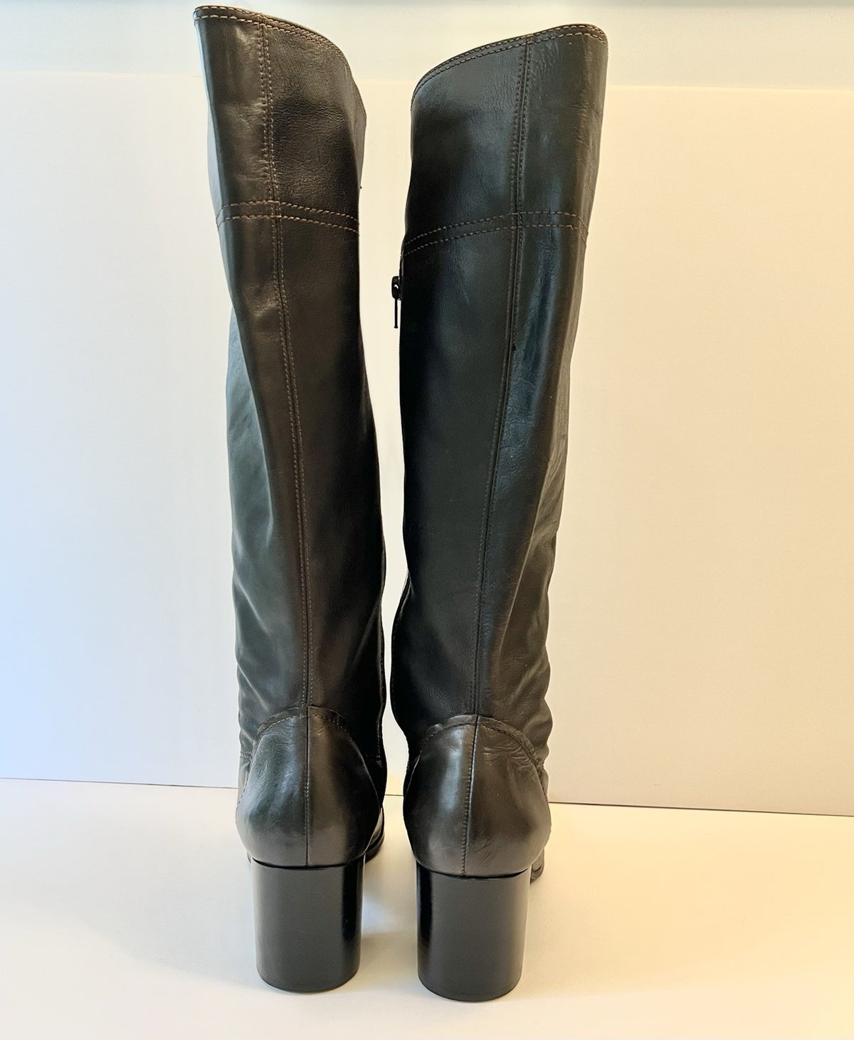 Vintage Brown Leather Lace Up Knee High Boots Women's 8.5