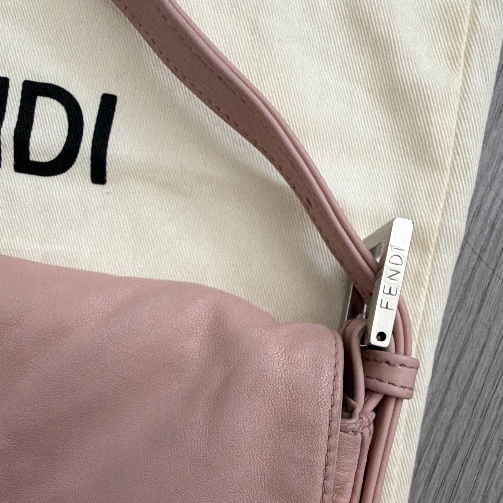 Fendi Pink Shoulder Bag Silver Logo Hardware Dust Bag