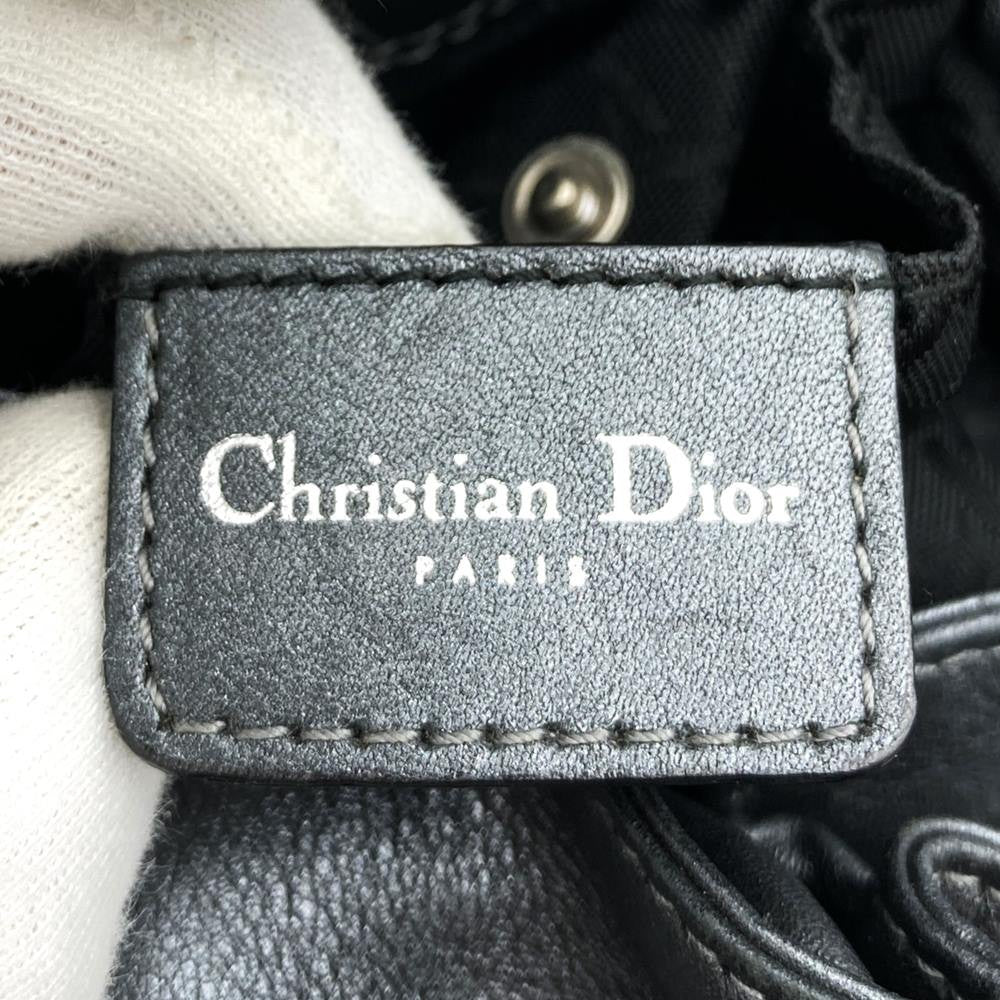 Dior Malice Pearl Hand Bag Gray Leather Vintage Authentic 154036