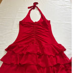 Cache Red Halter Ruffled Dress