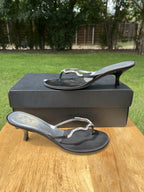 Vintage Giuseppe Zanotti Crystal Embellished Thong Kitten Heels Size 37.5