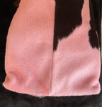 FENDI Vintage Tote Bag Pony Calf Hair Pink Brown Cow Print Leather Shoulder Rare