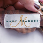 Mary Frances Beaded Tulle Ruffle Wicker Shoulder Bag Mother of Pearl Earthtones