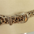 Insane Vintage 80s Rock 'N Roll Glam White Leather Animal Print Pony Hair Belt M