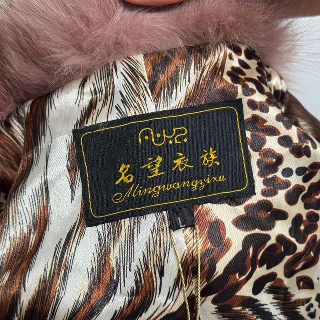 Vintage Y2K Pastel Pink Purple Rabbit & Fox Fur Y2K Jacket Coat