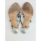 Prada Neiman Marcus 95th Anniversary Floral bouquet Sandals 39 Silver Leather