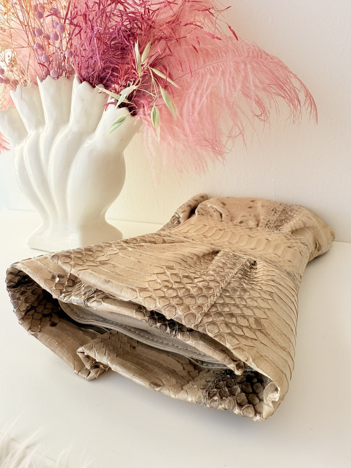 Vintage Furla Exotic Leather Snakeskin Clutch – Made in Italy
