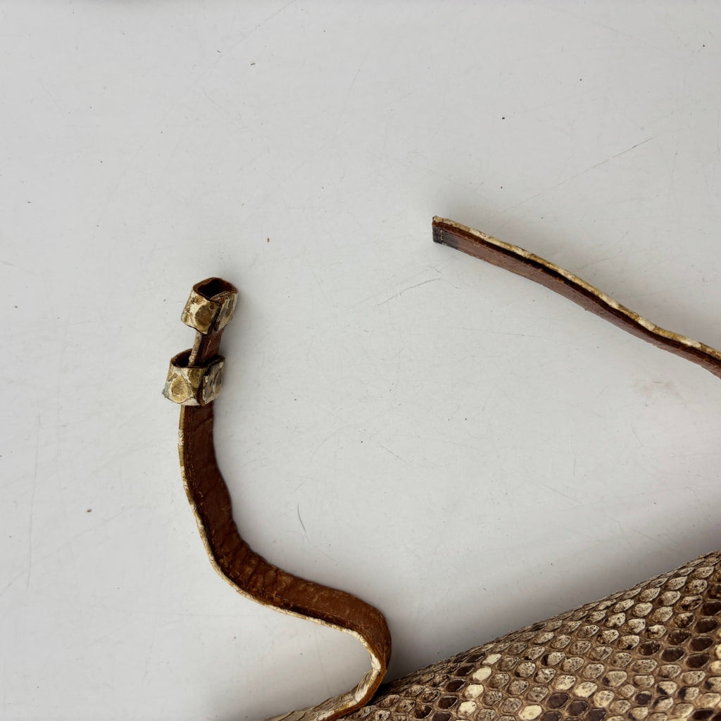 Vintage 1940s Genuine Python Snakeskin Clutch Purse Talon Hand Bag Exotic