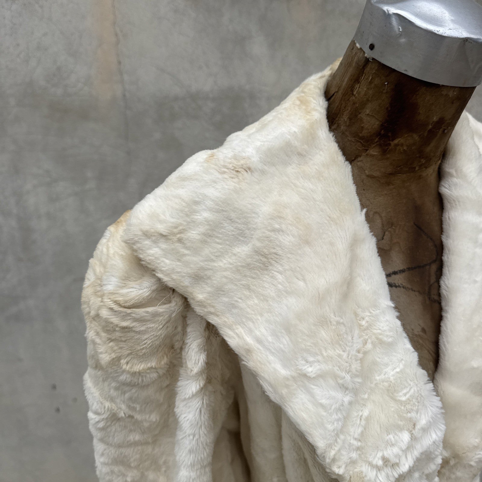 Vintage 1930s White Plush Teddy Bear Dressing Gown Ermie Art Deco Dress Coat