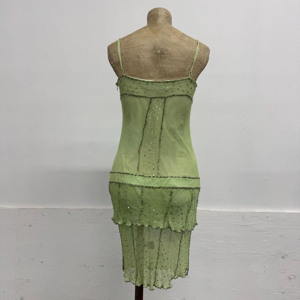 Vintage Y2K Embellished Mulberry Silk Cocktail Dress X-Ray Star