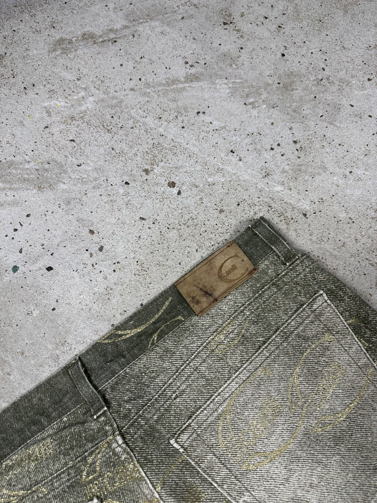 Vintage 2000s Roberto Just Cavalli Monogram Flare Denim Pant Bootcut Print