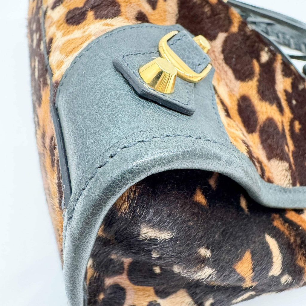 BALENCIAGA The City Brown Animal Print Pony Hair Two Way Bag