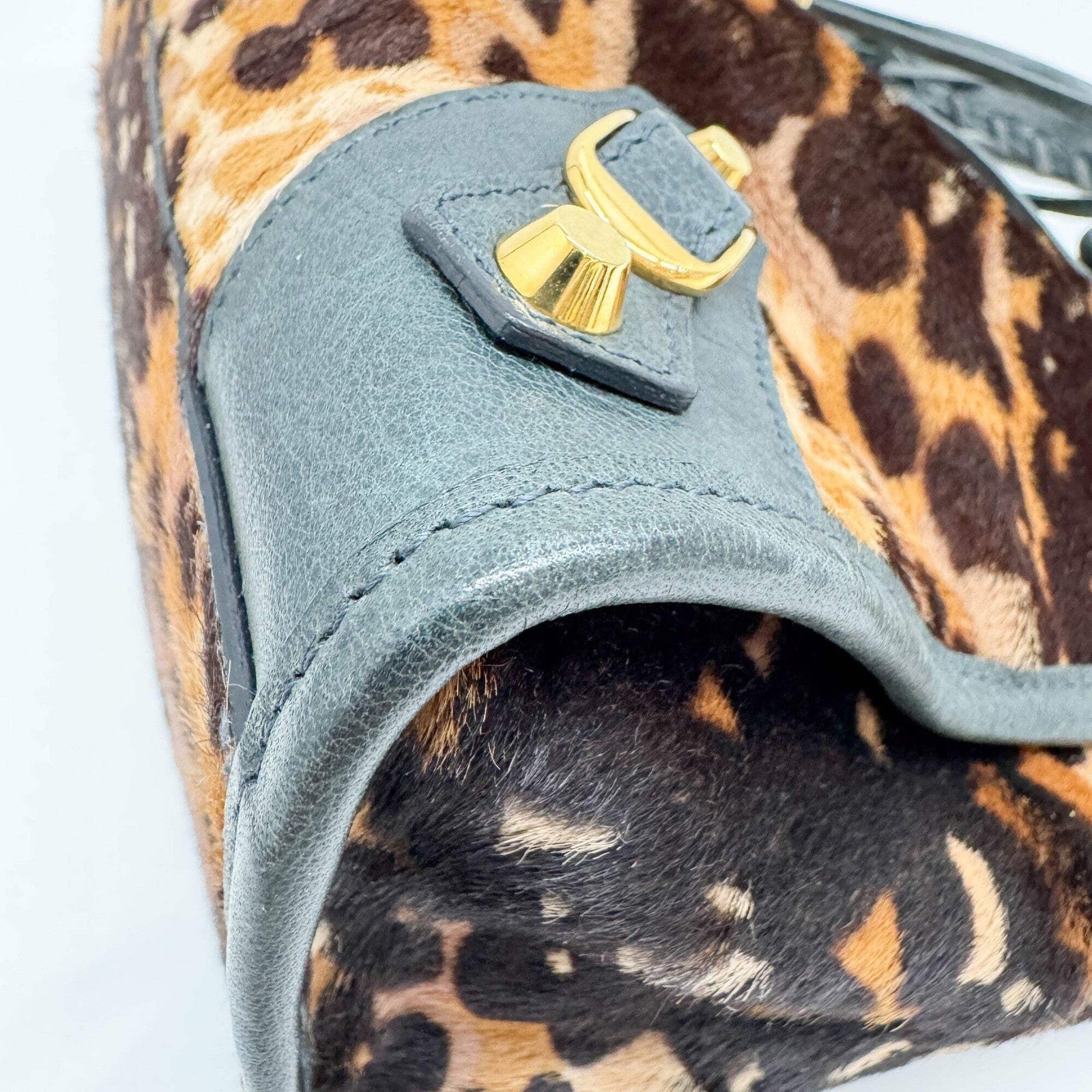 BALENCIAGA The City Brown Animal Print Pony Hair Two Way Bag