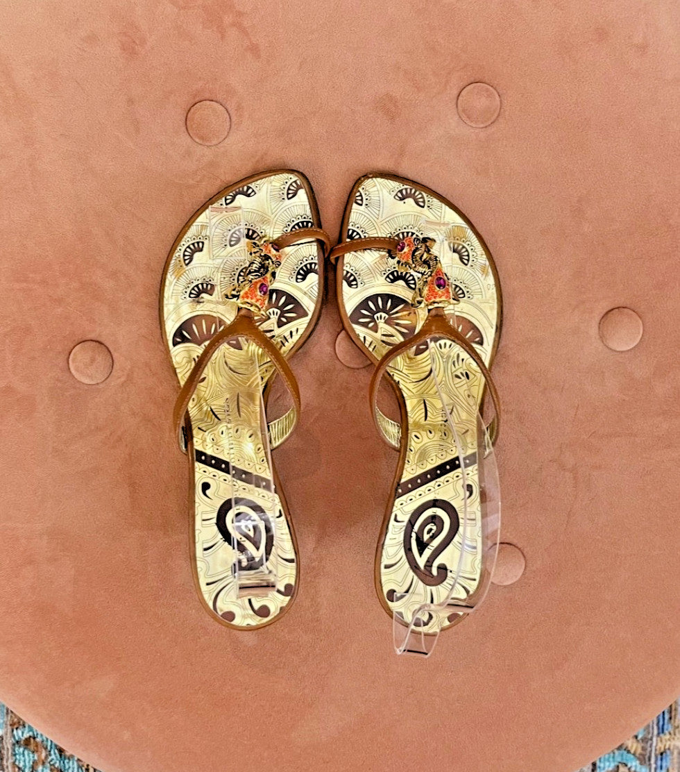 Vintage Giuseppe Zanotti Jeweled Kissing Elephant Thong Heels