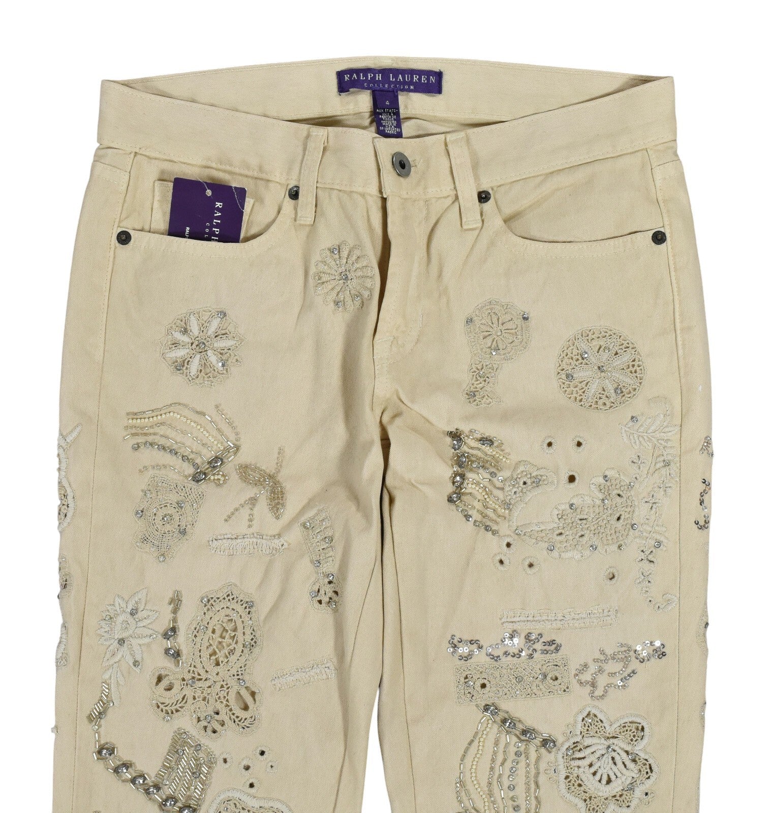 Ralph Lauren Purple Label Metal Embellished Cotton Jeans Pants 4 New $8000