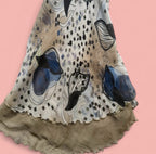 Passion Abstract Print Beaded Silk Dress 2000s Small