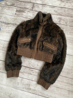 CROPPED 2000s JAPANESE ISSEY MIYAKE STYLE RARE LUXURY FAUX FUR  JACKET