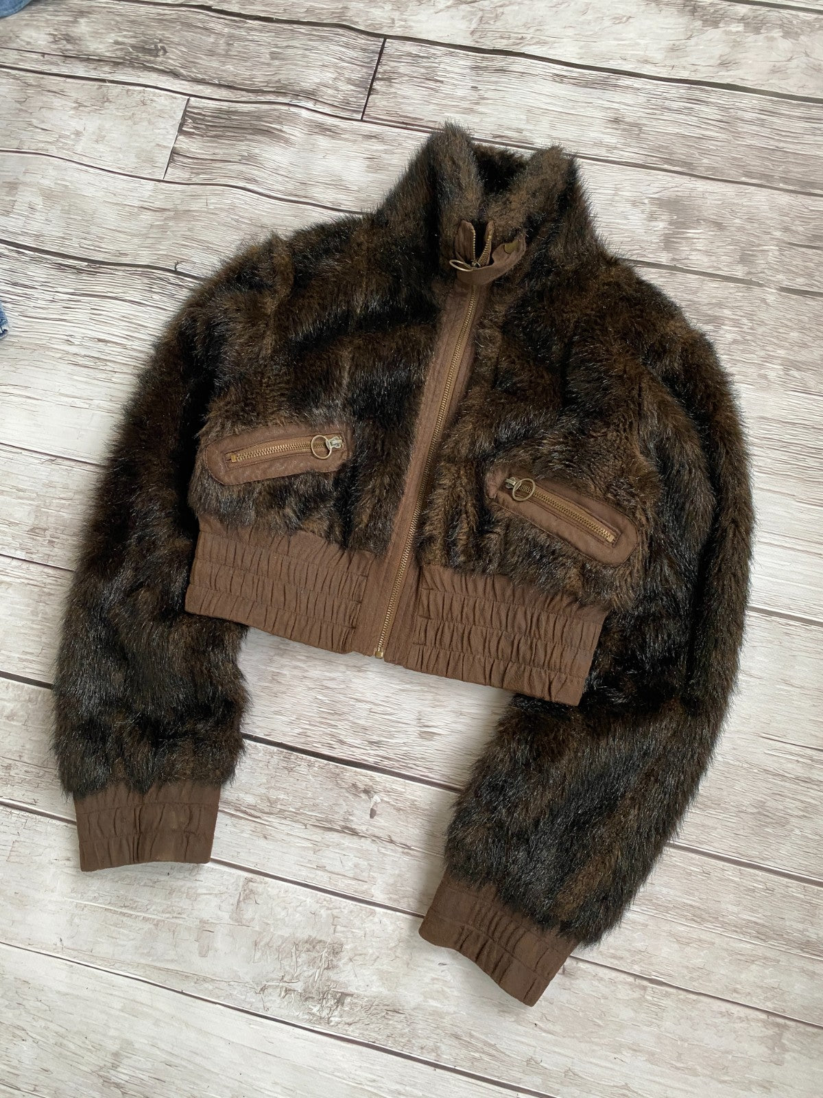 CROPPED 2000s JAPANESE ISSEY MIYAKE STYLE RARE LUXURY FAUX FUR  JACKET