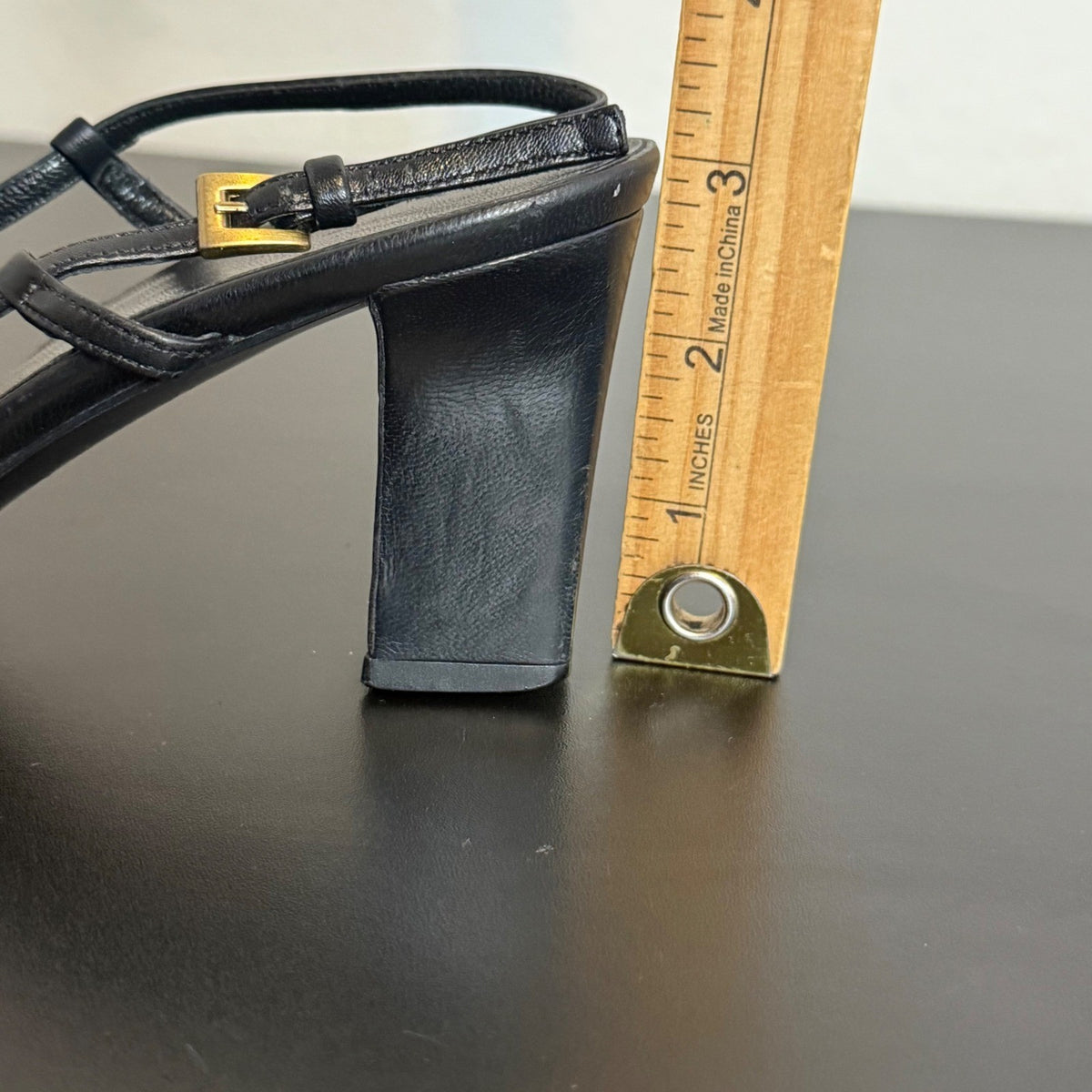 Prada Black Leather Square Toe Slingback Pump Size 35.5