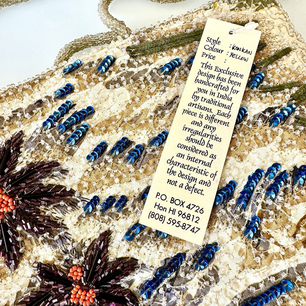 VTG Beaded Purse Hawaii Tiki Hut Palm Tree Luau Hula Shoulder Bag New With Tags