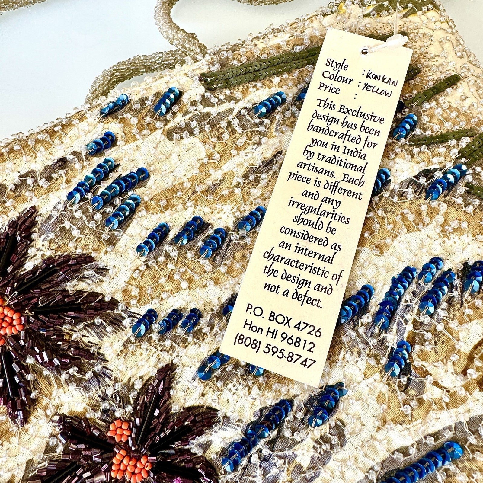 VTG Beaded Purse Hawaii Tiki Hut Palm Tree Luau Hula Shoulder Bag New With Tags