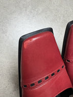 Casadei Womens Red Leather Pumps Square Toe Shoes Size 7 Italy