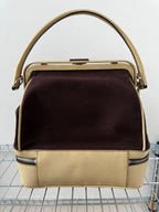 Prada Archive Vintage Y2K Bag 2000s Leather Shoulder Pu Brown Beige Silver Used