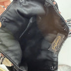 Imayin Shoulder Bag Womens Black Velvet Beaded Mother of Pearl Shell Purse Party