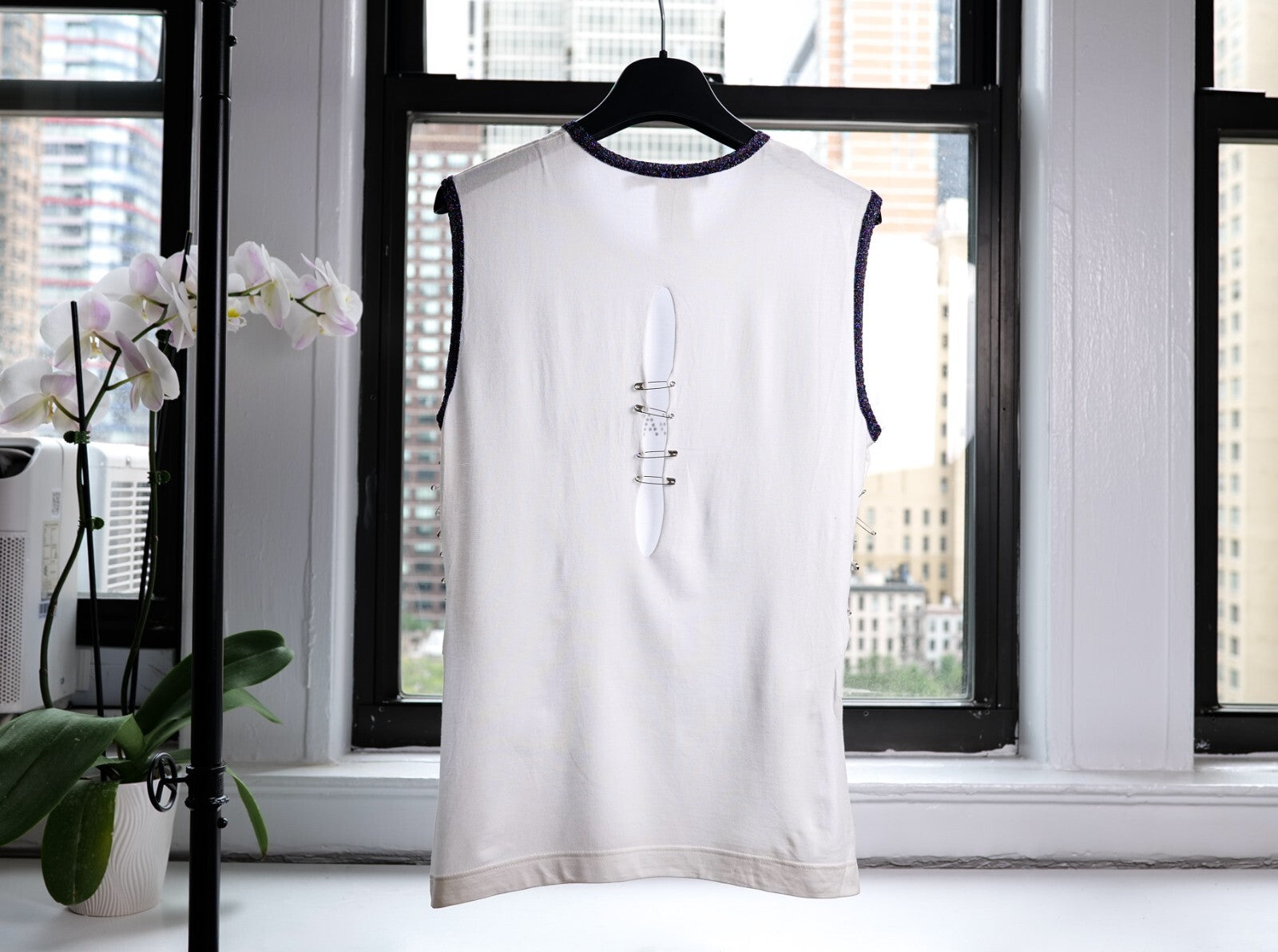 Dolce & Gabbana Vintage Purple Runway Pin Logo Outline Tank Top (S/S 2001 )