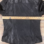 AMI Leather Shirt Womens Medium Black Long Sleeve Lined Button Up