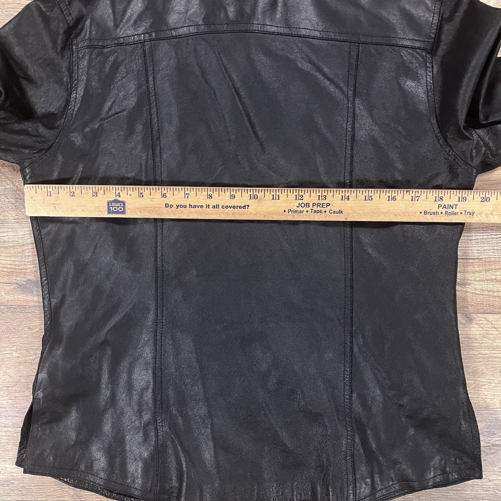 AMI Leather Shirt Womens Medium Black Long Sleeve Lined Button Up