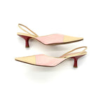 Vintage Chanel Pastel Pink Cap Toe Slingback Kitten Heel Pointed Toe Pumps 36