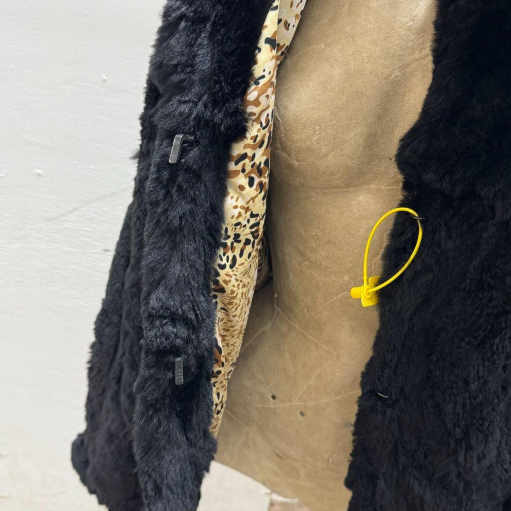 Vintage Black Rabbit and Fox Fur Jacket