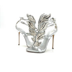 Giuseppe Zanotti Cruel Coline Silver Metal Wing Strappy Stiletto Sandals 38