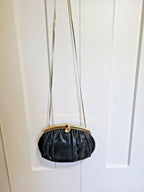 Judith Leiber Black Snakeskin Clutch with Jeweled Clasp