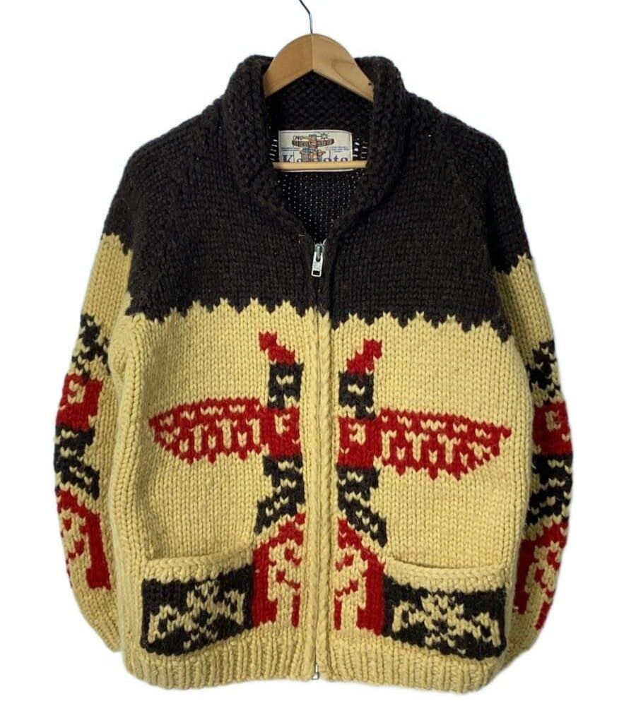Kanata Cowichan Wool Jacket - Totem Pole Motif, Men's L
