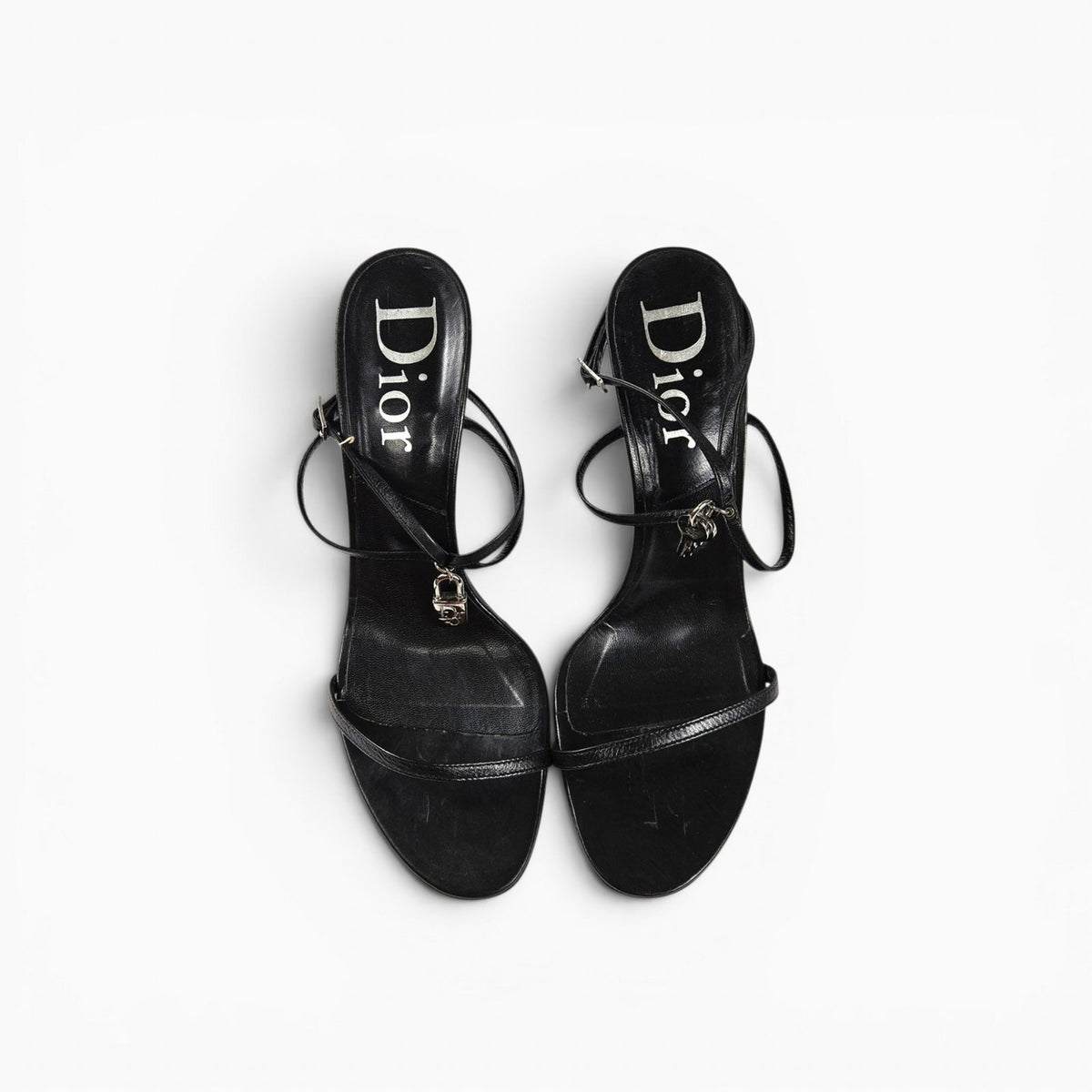 Dior by John Galliano Lock & Key Strappy Sandal Heels, Black