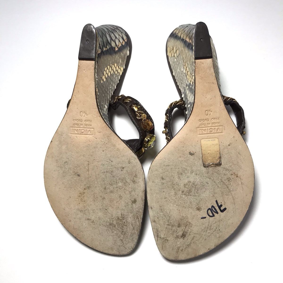 Giuseppe Zanotti Crystal Embellished Snake Wedge Thong Sandals